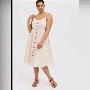 TORRID MID LINEN BUTTON-FRONT DRESS